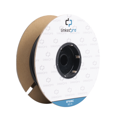 Carrete de Fibra Óptica Monomodo con conectores SC-SC Duplex, Reforzada con Kevlar, de 50 metros - SILYMX