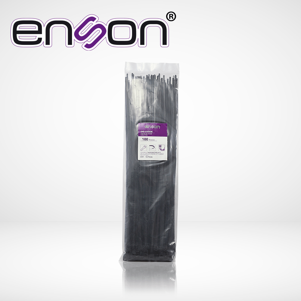 Cincho De Nylon Enson Ens-ch360b Color Negro De 4.8 X 360mm De Longitud Fuerza De Tensión De Hasta 22 Kgs - SILYMX