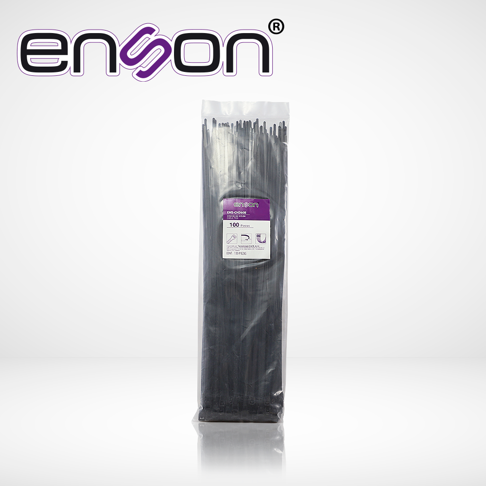 Cincho De Nylon Enson Ens-ch360b Color Negro De 4.8 X 360mm De Longitud Fuerza De Tensión De Hasta 22 Kgs