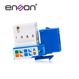 Conector Jack Enson Ens-jc5bl Cat5e Color Azul A 90 Grados Ponchado Con Pinzas Y Cubrepolvo - SILYMX