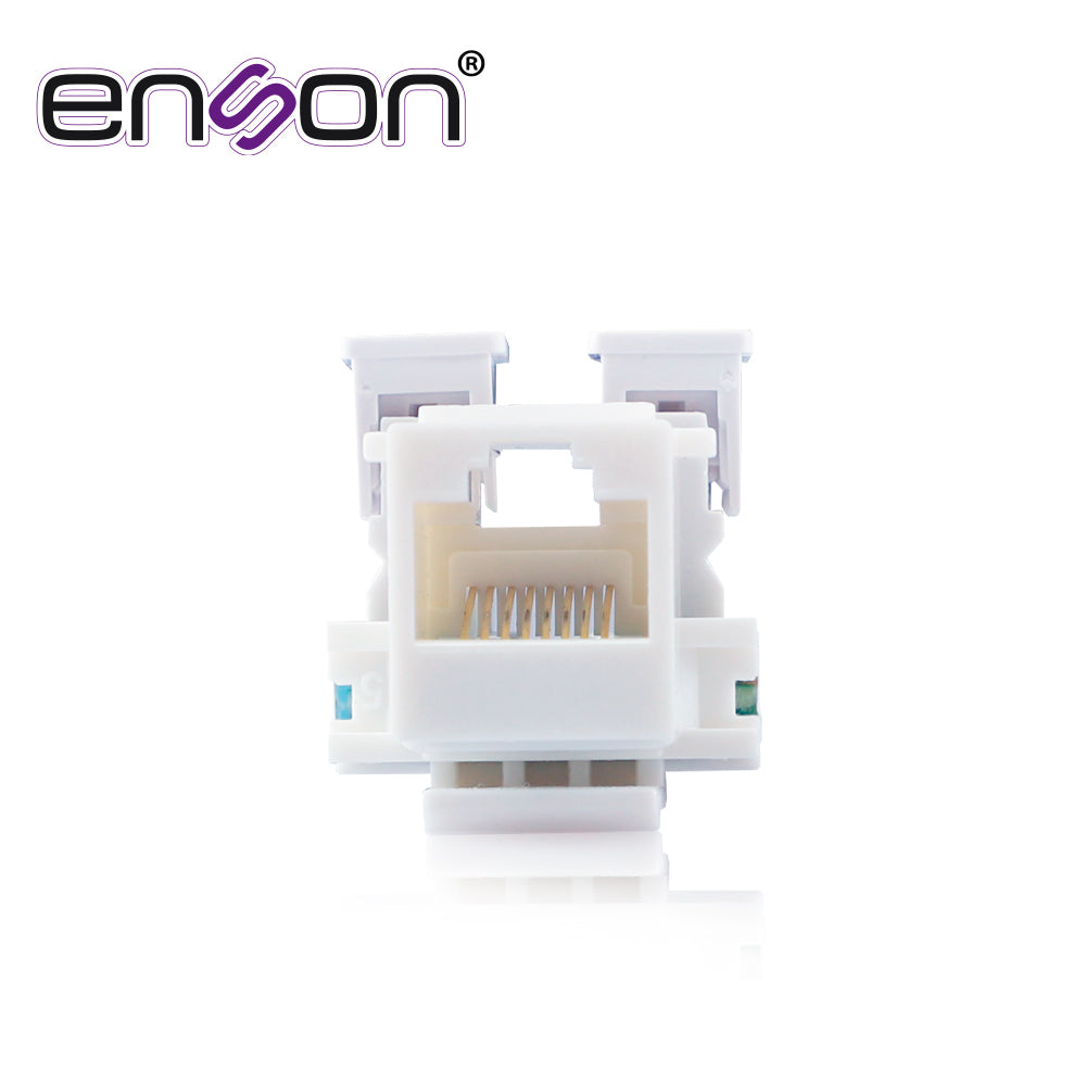 Conector Jack Enson Ens-jc5wh Cat5e Color Blanco A 90 Grados Ponchado Con Pinzas Y Cubrepolvo - SILYMX