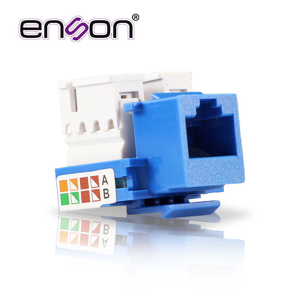 Conector Jack Enson Ens-jc6bl Cat6 Color Azul A 90 Grados Ponchado Con Pinzas Y Cubrepolvo - SILYMX