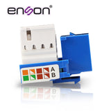 Conector Jack Enson Ens-jc6bl Cat6 Color Azul A 90 Grados Ponchado Con Pinzas Y Cubrepolvo - SILYMX