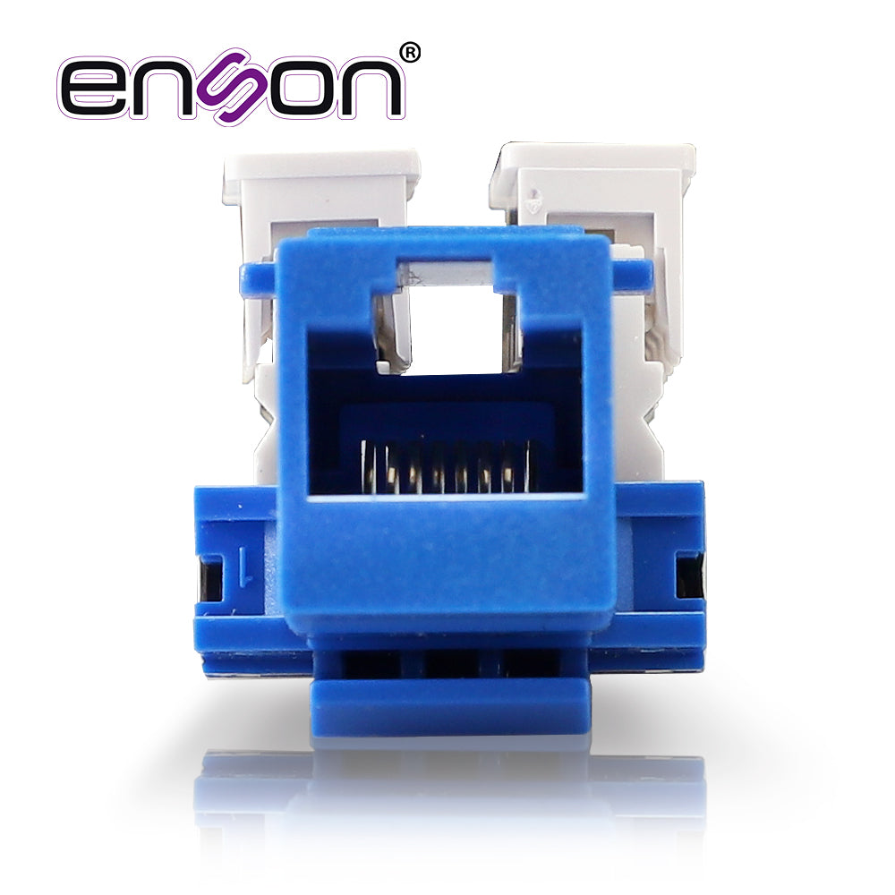 Conector Jack Enson Ens-jc6bl Cat6 Color Azul A 90 Grados Ponchado Con Pinzas Y Cubrepolvo - SILYMX