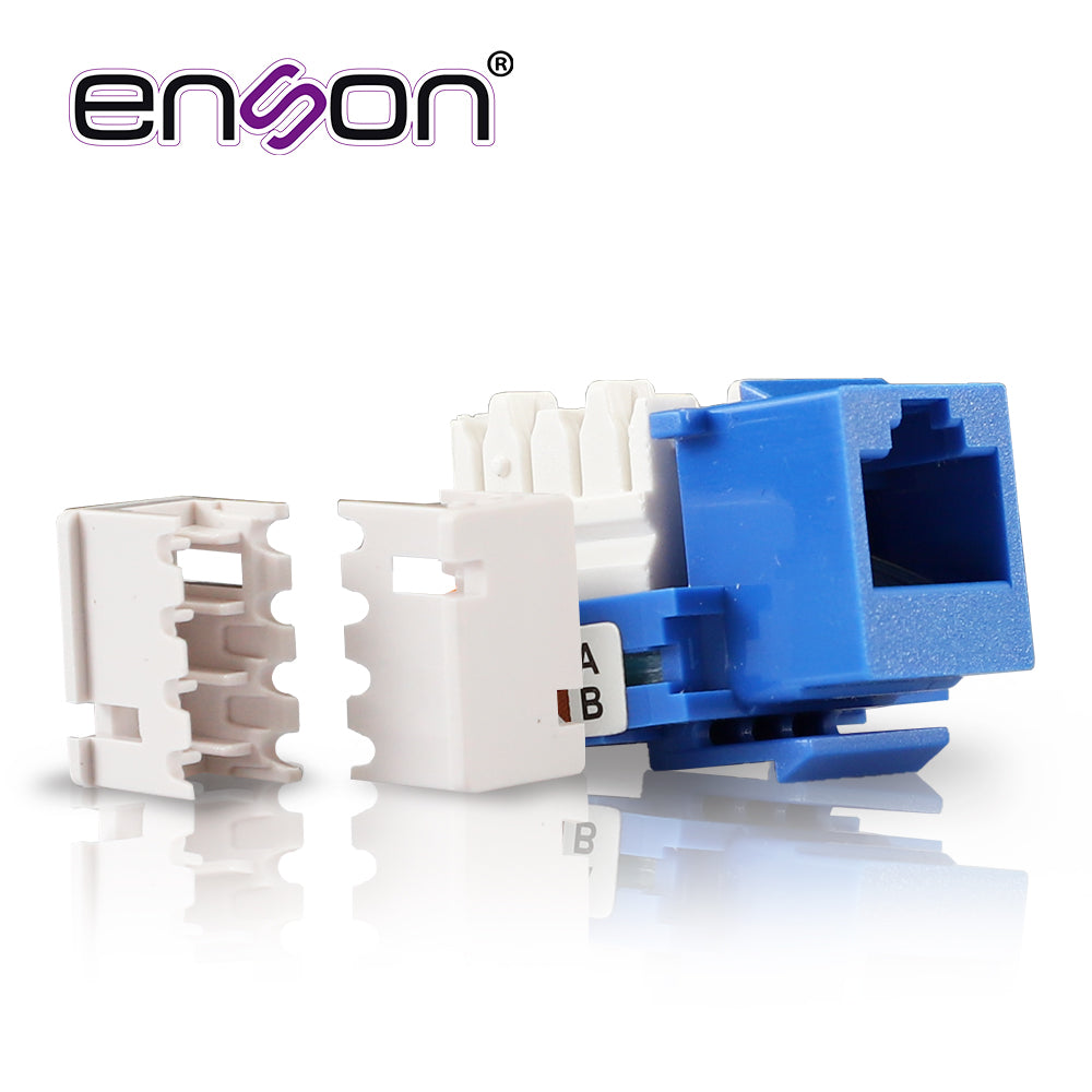 Conector Jack Enson Ens-jc6bl Cat6 Color Azul A 90 Grados Ponchado Con Pinzas Y Cubrepolvo - SILYMX