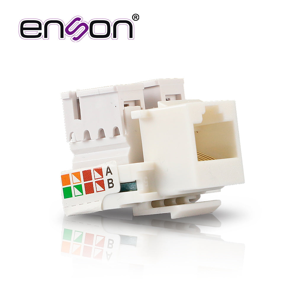 Conector Jack Enson Ens-jc6wh Cat6 Color Blanco A 90 Grados Ponchado Con Pinzas Y Cubrepolvo - SILYMX