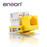 Conector Jack Enson Ens-jc6ye Cat6 Color Amarillo A 90 Grados Ponchado Con Pinzas Y Cubrepolvo - SILYMX