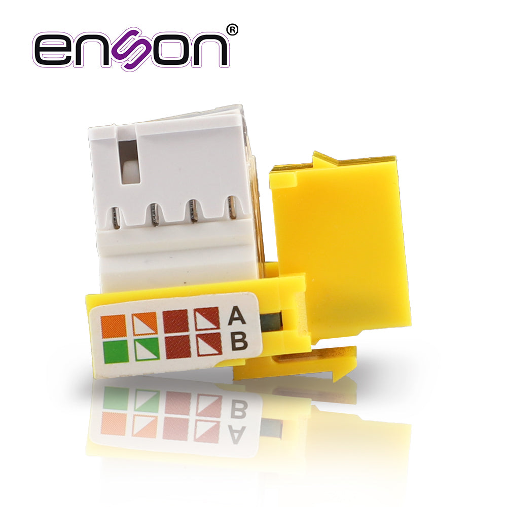 Conector Jack Enson Ens-jc6ye Cat6 Color Amarillo A 90 Grados Ponchado Con Pinzas Y Cubrepolvo - SILYMX