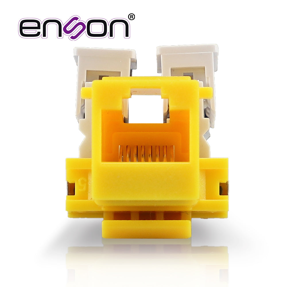 Conector Jack Enson Ens-jc6ye Cat6 Color Amarillo A 90 Grados Ponchado Con Pinzas Y Cubrepolvo - SILYMX