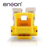 Conector Jack Enson Ens-jc6ye Cat6 Color Amarillo A 90 Grados Ponchado Con Pinzas Y Cubrepolvo - SILYMX