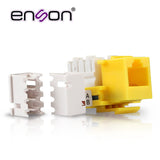 Conector Jack Enson Ens-jc6ye Cat6 Color Amarillo A 90 Grados Ponchado Con Pinzas Y Cubrepolvo - SILYMX