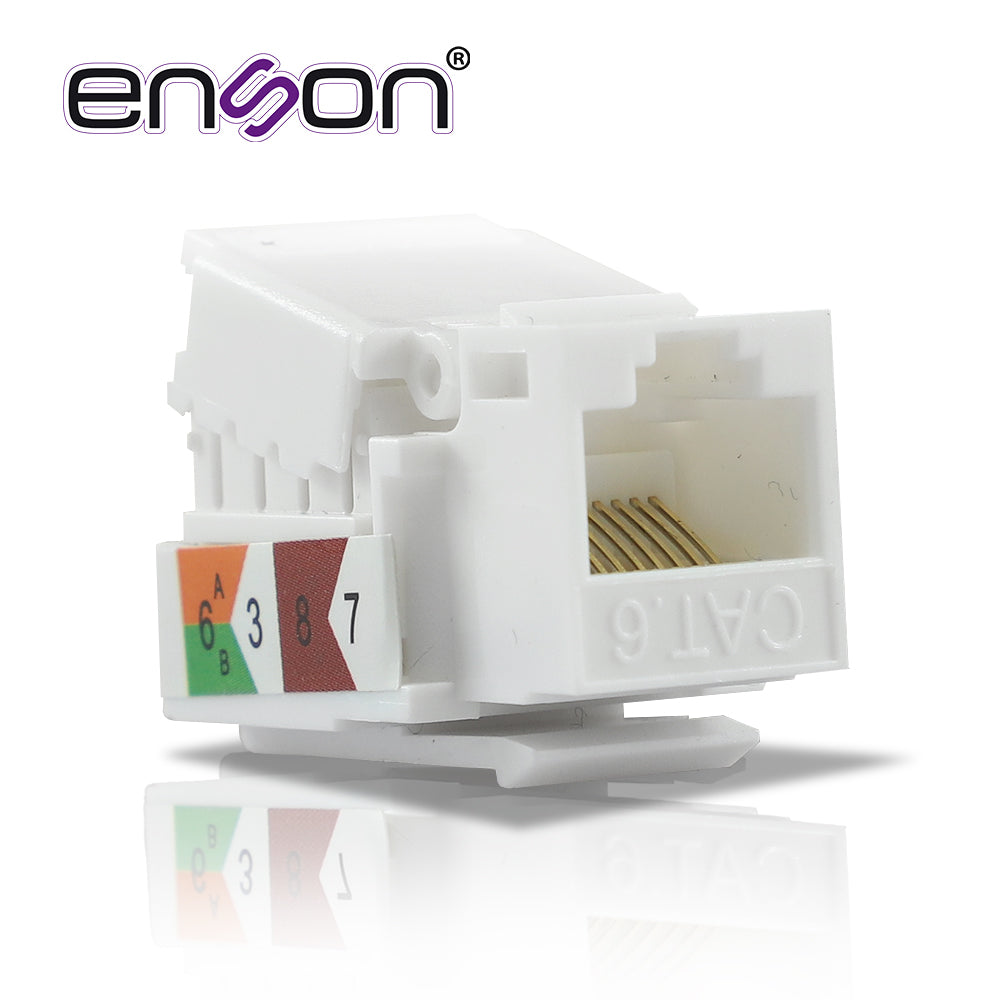 Conector Jack Enson Ens-jtl6wh Cat6 Color Blanco A 90 Grados Ponchado Facil Sin Pinzas Y Cubrepolvo - SILYMX