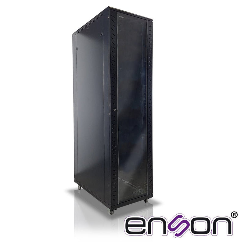 Gabinete De Piso 45ur Puerta Cristal Con Cerradura De Seguridad Abatible Paneles Laterales Remobibles Puerta Trasera Para Trabajo Y Postes Ajustables - SILYMX
