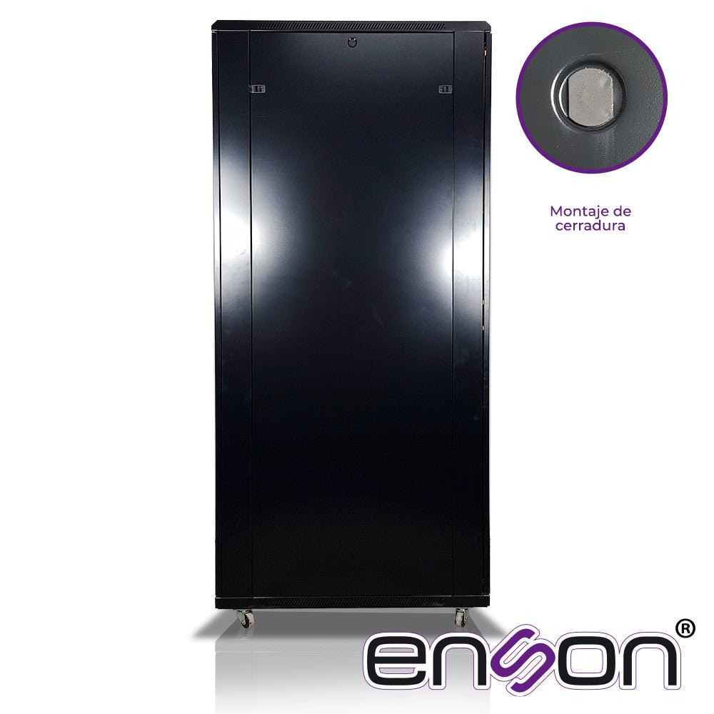 Gabinete De Piso 45ur Puerta Cristal Con Cerradura De Seguridad Abatible Paneles Laterales Remobibles Puerta Trasera Para Trabajo Y Postes Ajustables - SILYMX