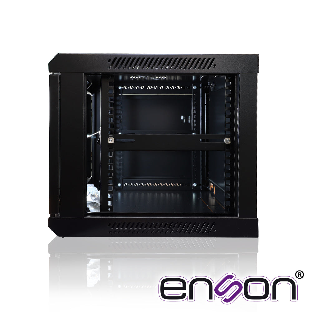 Gabinete De Pared Enson ENS-RKGB6U 6ur Puerta Frontal De Cristal Templado Con Cerradura De Seguridad Ranuras De Ventilacion En La Parte Superior Para 2 Ventiladores De 11 Cm Ensamblado 600x450x368mm - SILYMX