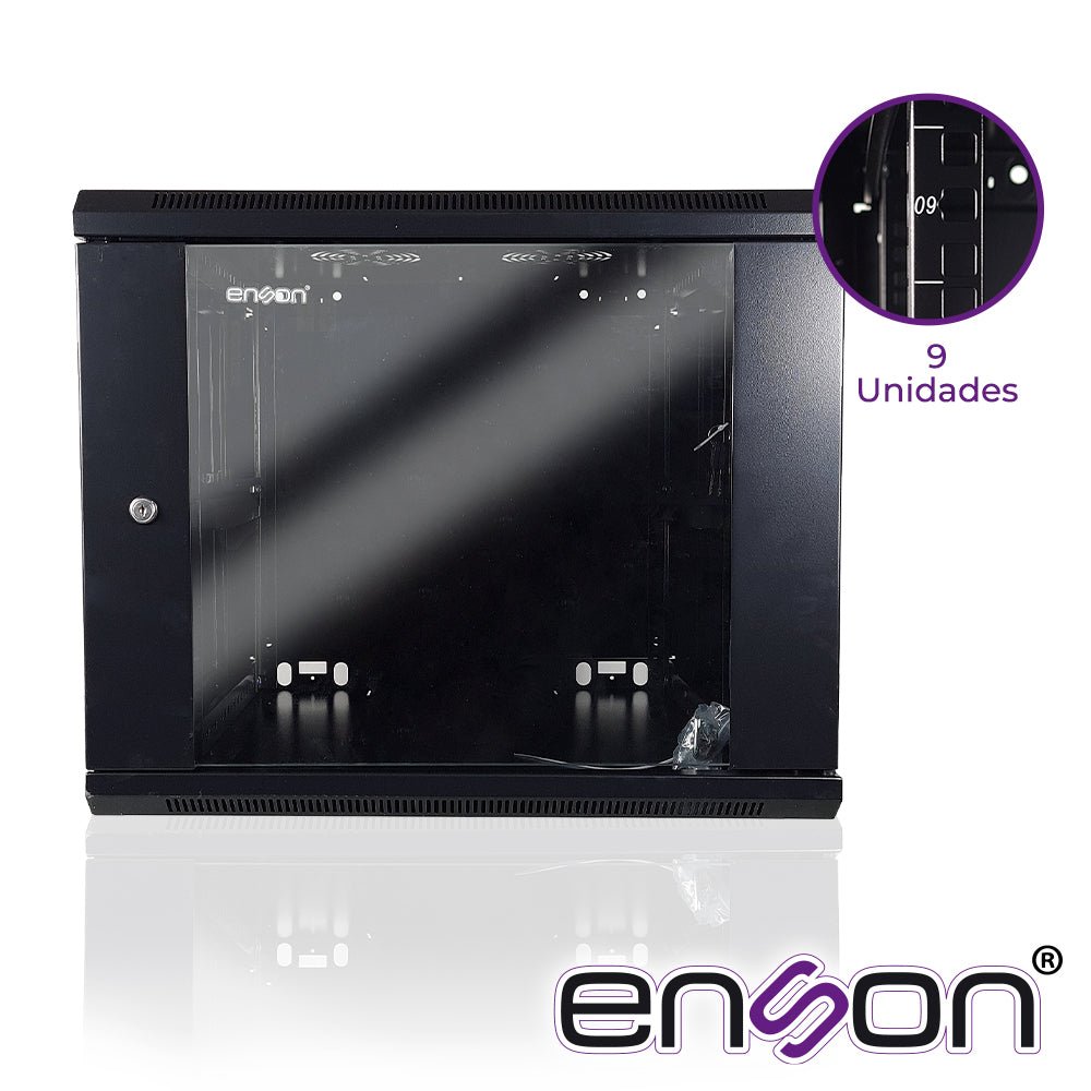 Gabinete De Pared 9ur Puerta Frontal De Cristal Templado Con Cerradura De Seguridad Ranuras De Ventilacion En La Parte Superior Para 2 Ventiladores - SILYMX