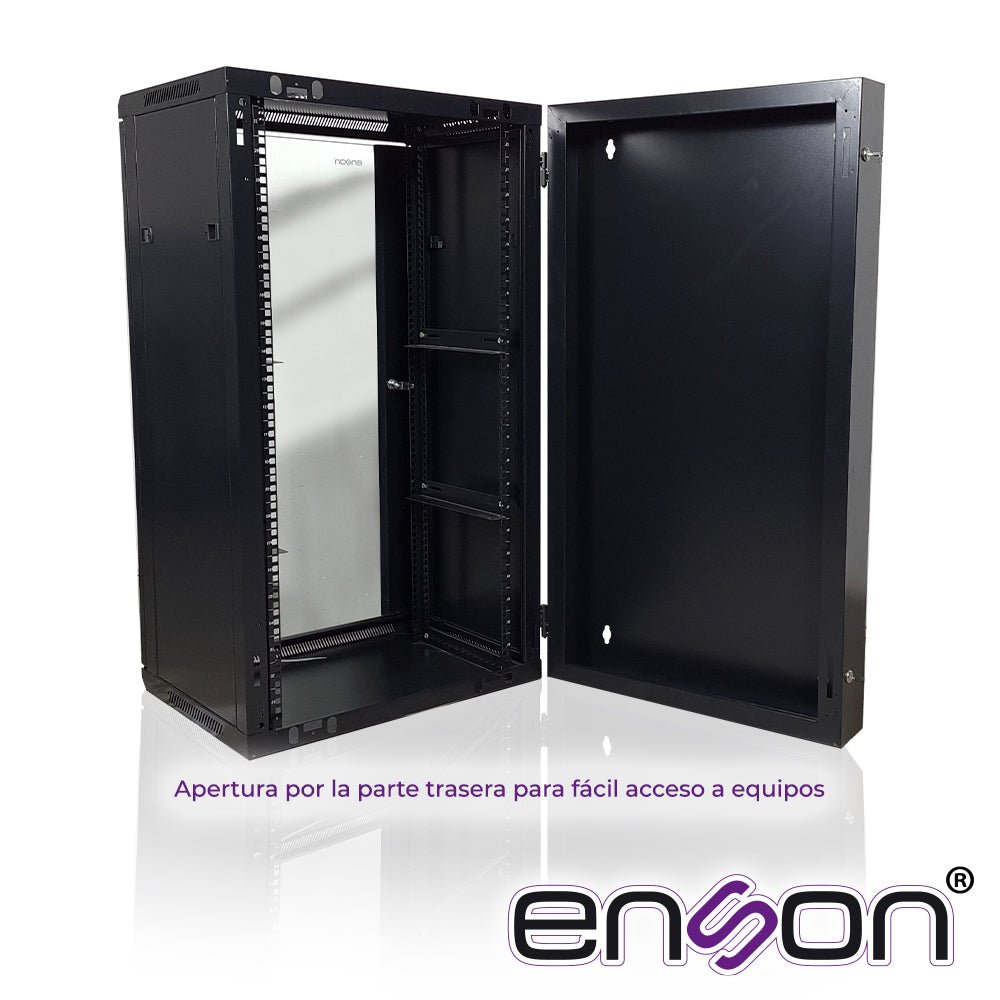 Gabinete De Piso/pared 22u Puerta Frontal De Cristal Templado Con Cerradura De Seguridad Puerta Trasera Abatible Ranuras De Ventilacion - SILYMX