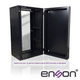 Gabinete De Piso/pared 22u Puerta Frontal De Cristal Templado Con Cerradura De Seguridad Puerta Trasera Abatible Ranuras De Ventilacion - SILYMX