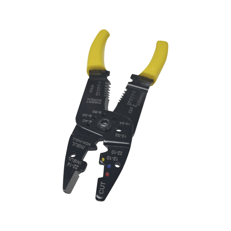Pinza Cortacables / Pelacables 10 a 22 AWG con Plegador de Conectores. - SILYMX