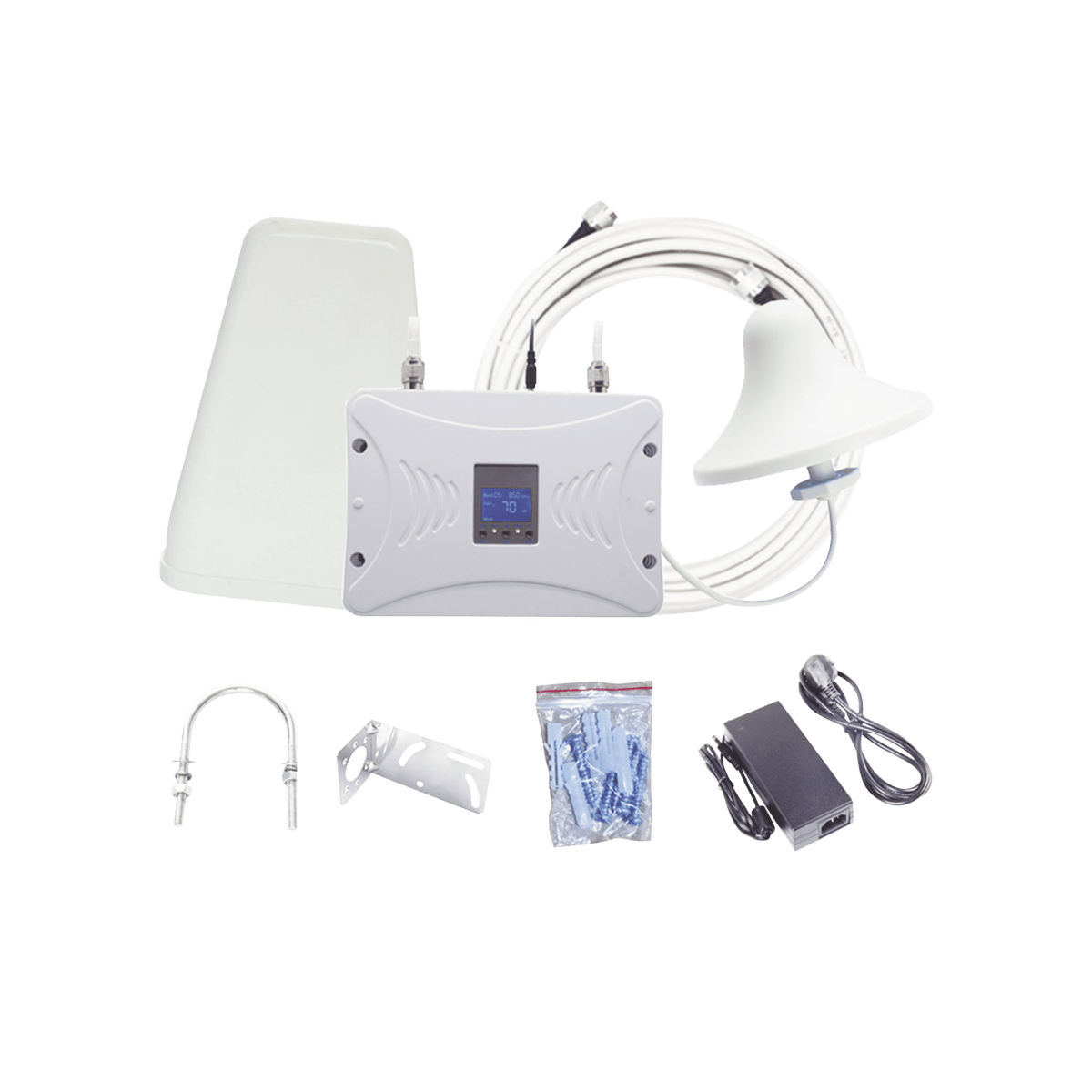 Kit Amplificador de Señal Celular 4G LTE, 3G y Voz. Funciona con Todos los Operadores. Soporta Múltiples Dispositivos y Tecnologías. Hasta 1000 metros cuadrados de Cobertura - SILYMX