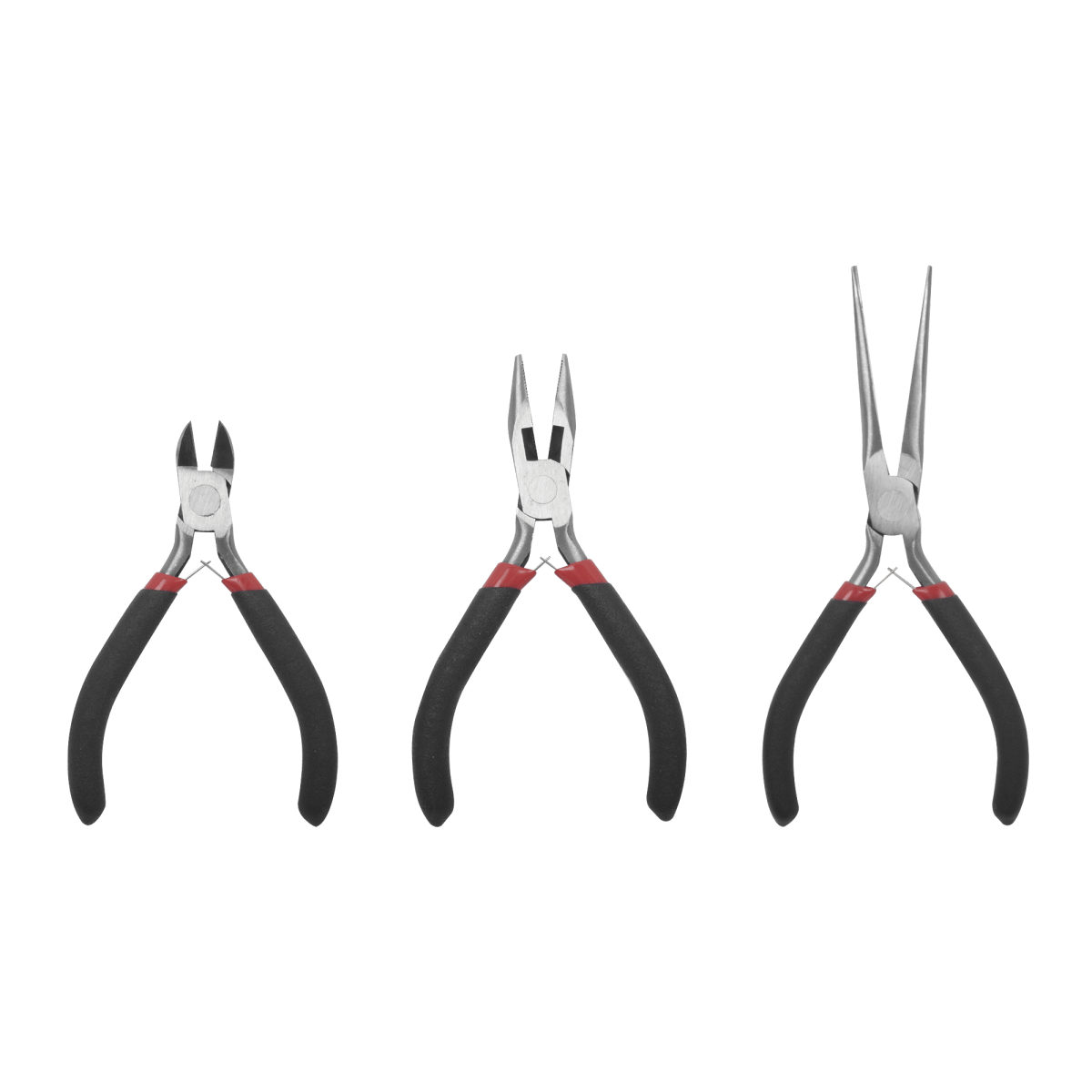 Juego de 3 Mini Pinzas de Corte de 5". Incluye: Pinza de Punta Redonda, Diagonal y Punta de Aguja. - SILYMX