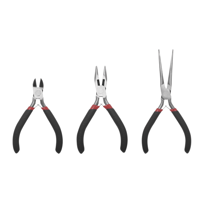 Juego de 3 Mini Pinzas de Corte de 5". Incluye: Pinza de Punta Redonda, Diagonal y Punta de Aguja. - SILYMX