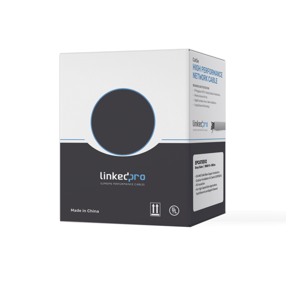 Bobina de cable de 305 m ( 1000 ft ) Cat5e, Aleación de Cobre y Aluminio ( CCA ), color Gris, Uso Interior - SILYMX