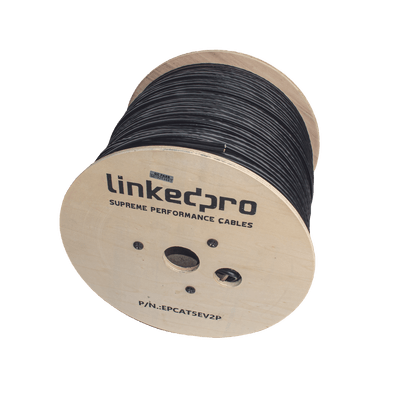 Bobina de Cable Siamés Cat5E CCA + 2 Cables Gruesos (16 AWG) para Alimentar Cámaras Más Lejos / 305m / Instalación en Exterior / Uso Industrial para Climas Extremos - SILYMX