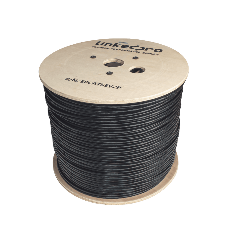 Bobina de Cable Siamés Cat5E CCA + 2 Cables Gruesos (16 AWG) para Alimentar Cámaras Más Lejos / 305m / Instalación en Exterior / Uso Industrial para Climas Extremos - SILYMX