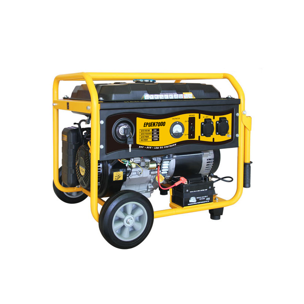 Generador a Gasolina 6.5KW, Jaula con Ruedas para Fácil Traslado y Encendido Electrónico EPGEN7000