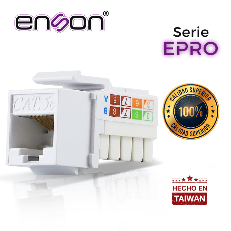 Conector Modular Jack Rj45 Serie Pro, Posicion Vertical Cat5e Color Blanco Compatible Con Placas Enson Epro-fp Requiere Uso De Pinzas Epro-jacktool - SILYMX