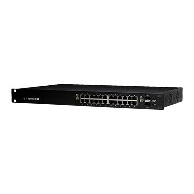 Switch EdgeMAX administrable de 24 puertos Gigabit con PoE+/PoE Pasivo 24V + 2 Puertos SFP, 250 W - SILYMX