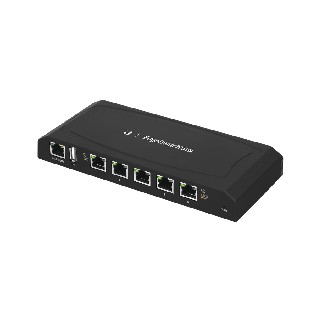 EdgeSwitch 5XP Administrable de 5 Puertos Gigabit PoE de 24 V Pasivo, con funciones avanzadas de Capa 2