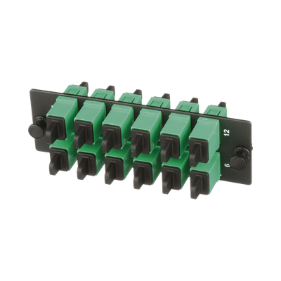 Placa Acopladora de Fibra Optica FAP Con 12 Conectores SC/APC (12 Fibras) Para Fibra Monomodo OS1/OS2 Color Verde - SILYMX