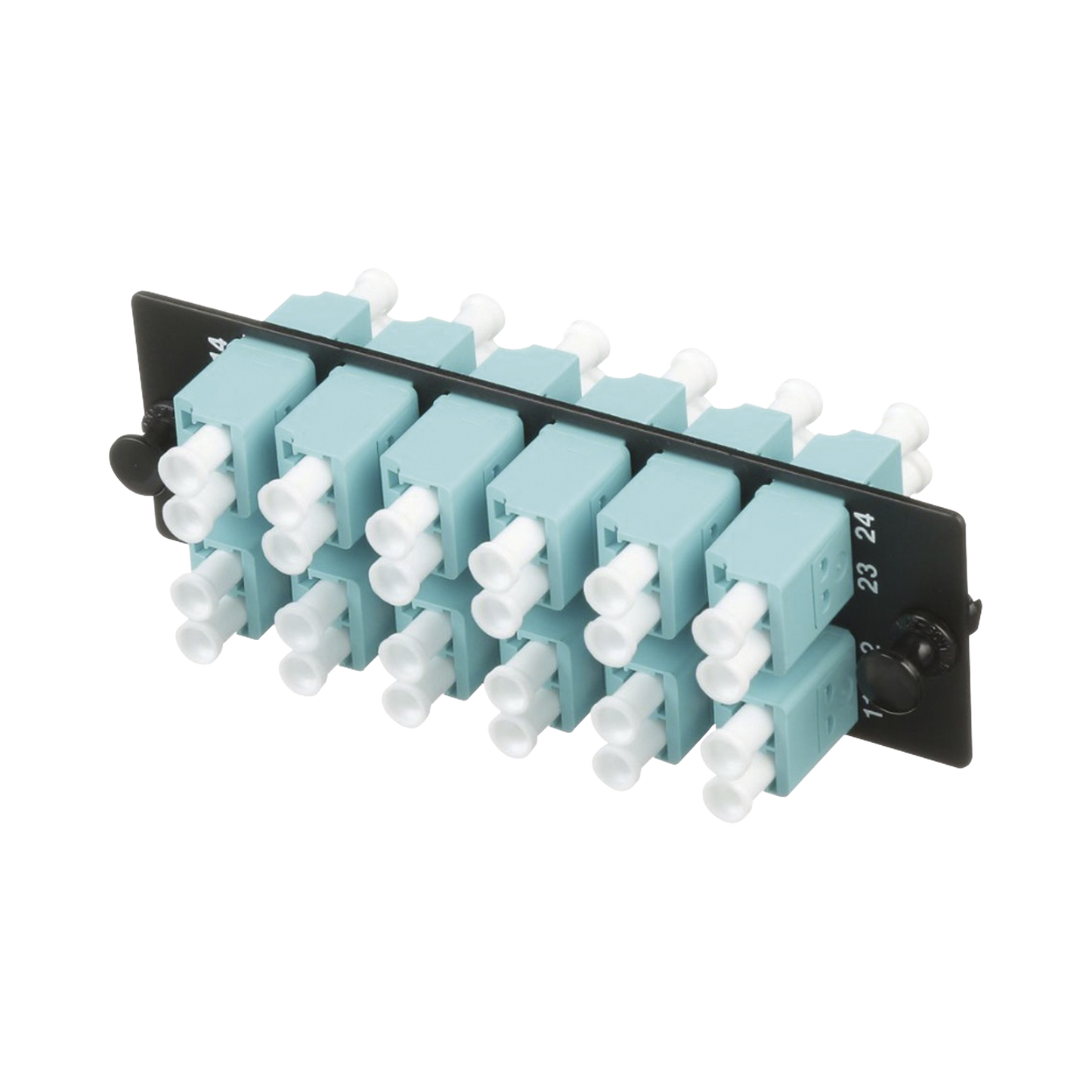 Placa Acopladora De Fibra Optica Fap Con 12 Conectores Lc Duplex (24 Fibras) Para Fibra Multimodo Om3/Om4 Color Aqua - SILYMX