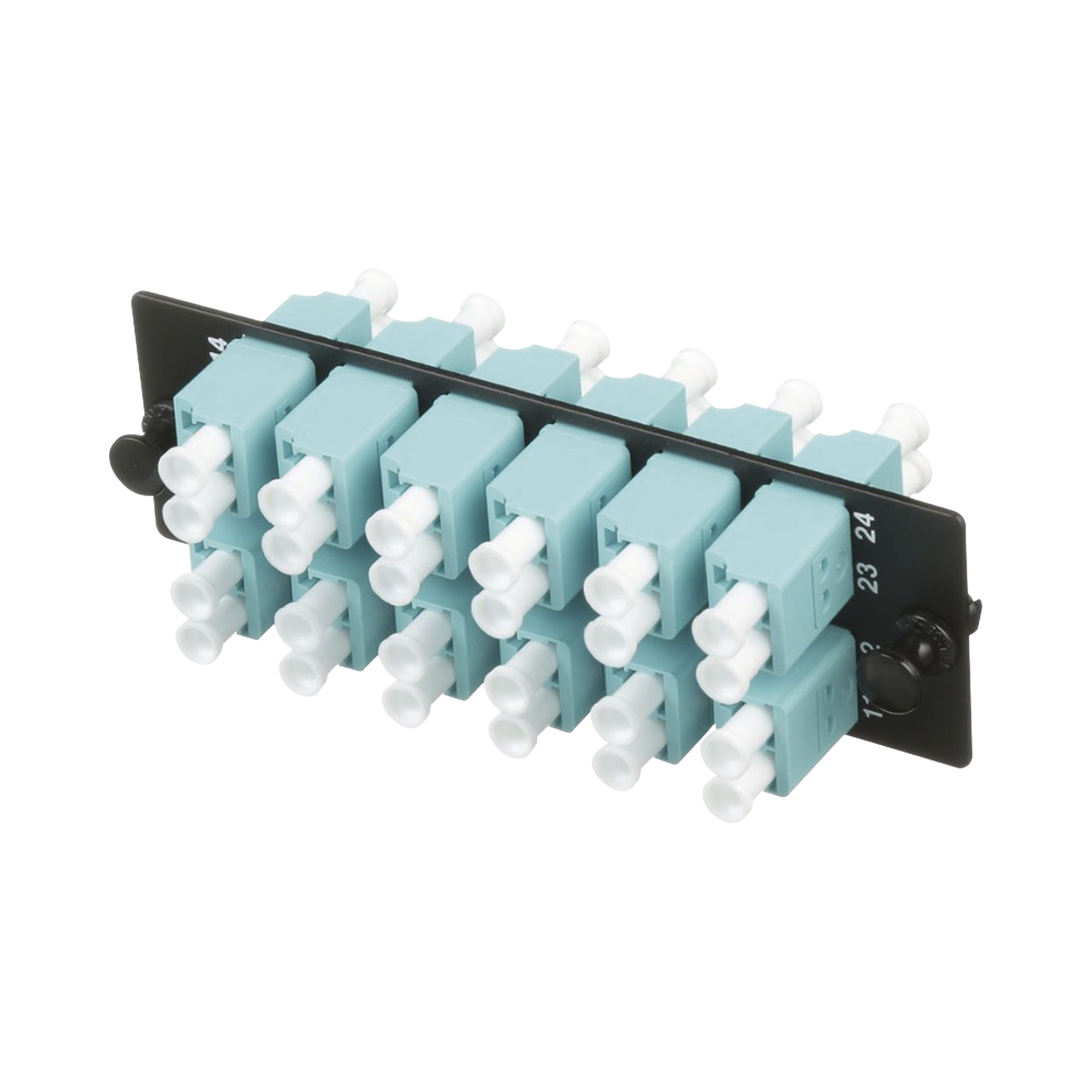 Placa Acopladora De Fibra Optica Fap Con 12 Conectores Lc Duplex (24 Fibras) Para Fibra Multimodo Om3/Om4 Color Aqua - SILYMX