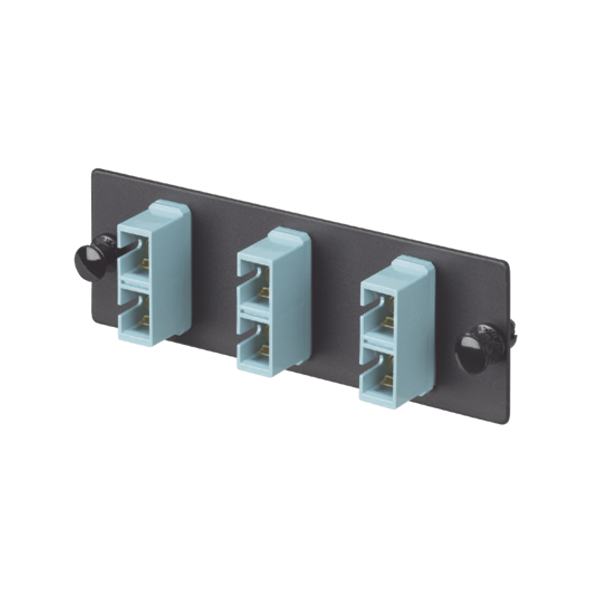 Placa Acopladora de Fibra Optica FAP Con 3 Conectores SC Duplex (6 Fibras) Para Fibra Multimodo OM3/OM4 Color Aqua - SILYMX