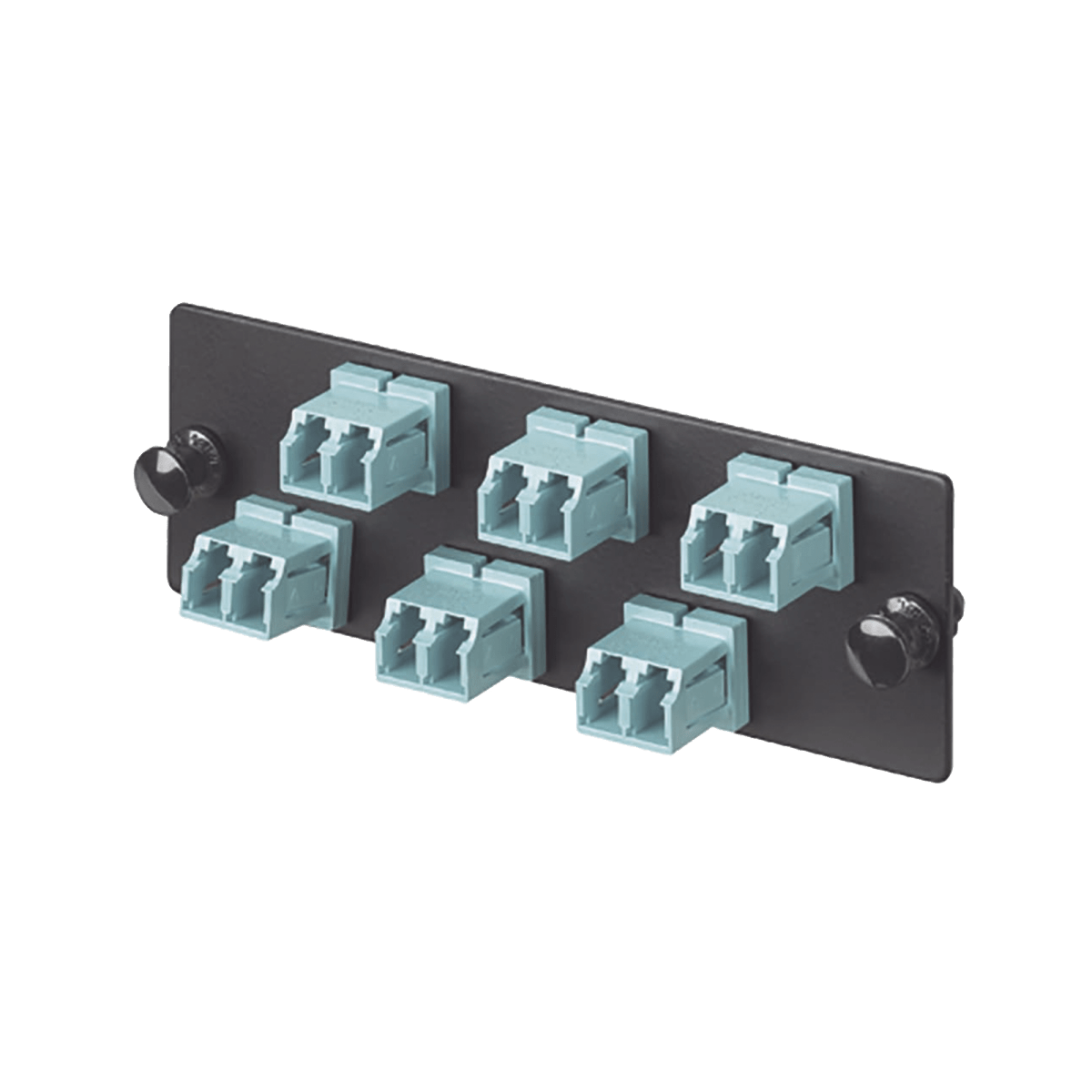 Placa Acopladora de Fibra Optica FAP, Con 6 Conectores LC Duplex (12 Fibras), Para Fibra Multimodo OM3/OM4, Color Aqua - SILYMX