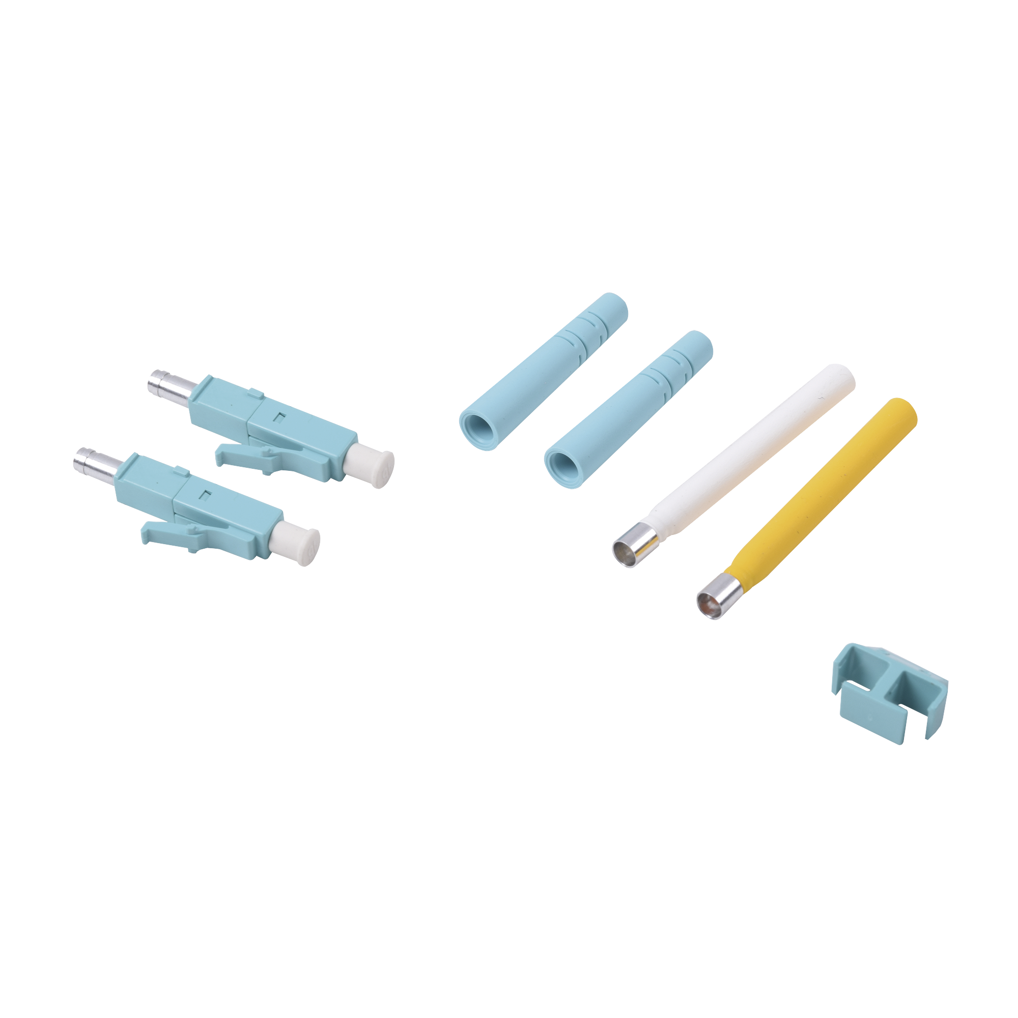 Conector de Fibra Óptica LC Duplex Epoxico Fibra Recubierta Multimodo Color Aqua - SILYMX
