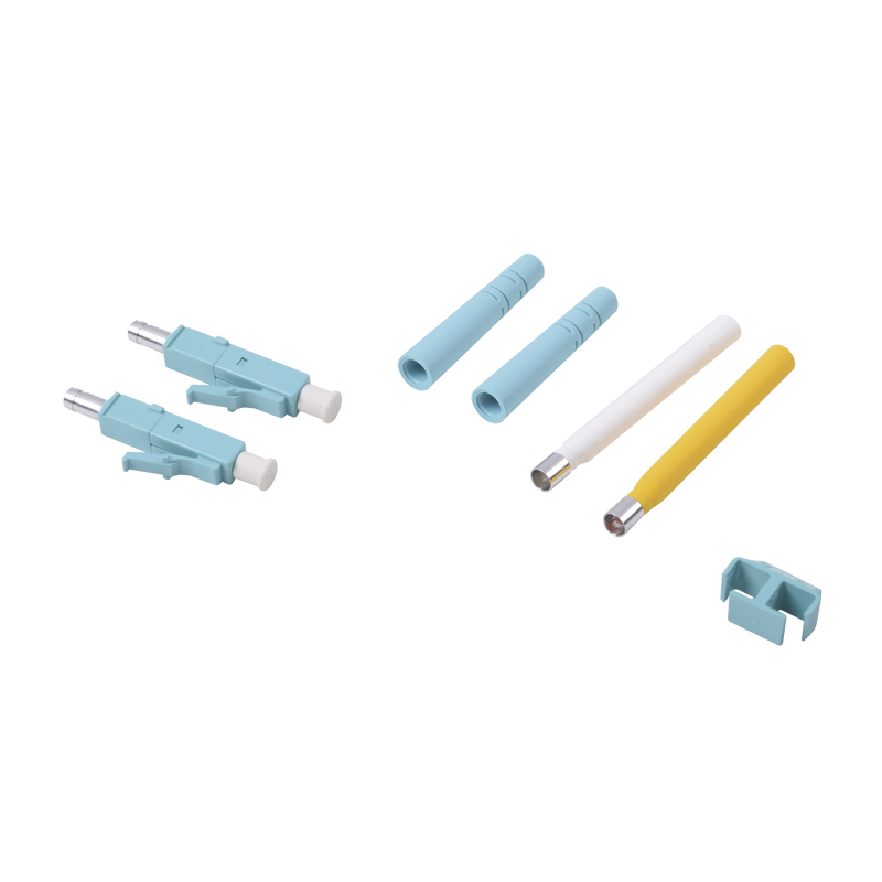 Conector de Fibra Óptica LC Duplex Epoxico Fibra Recubierta Multimodo Color Aqua - SILYMX