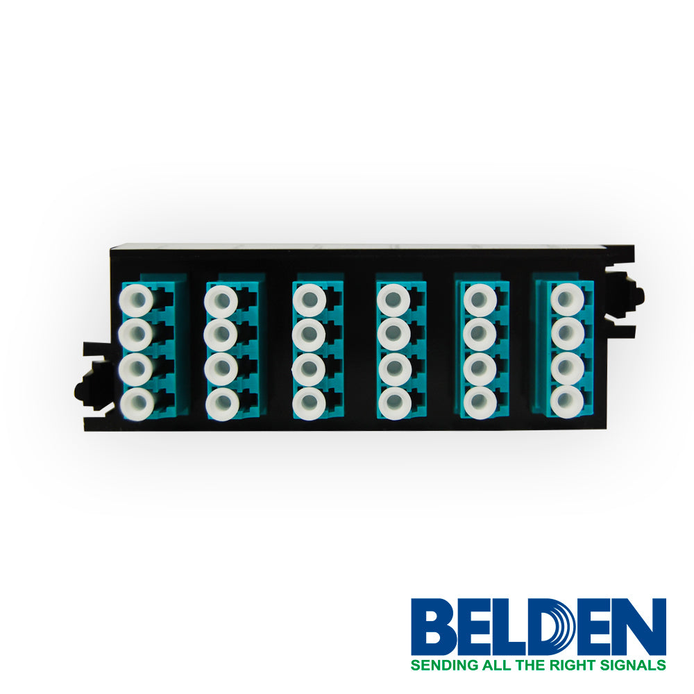 Belden Módulo de 12 Adaptadores de Fibra Óptica LC Dúplex Multimodo OM3 Aqua/Negro FC3H12LDFS