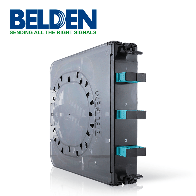 Belden Módulo de 3 Adaptadores de Fibra Óptica SC Dúplex Multimodo OM3 Aqua/Negro FC3X03SDFS - SILYMX