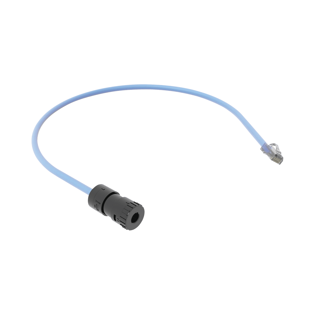 Cable De Conexión En Campo Jack A Plug Rj45 Categoría 6A Cmp (Plenum) 0.5 Metros Color Azul - SILYMX