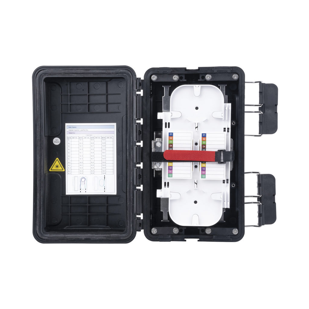 Caja de Distribución de Fibra Óptica, Hasta 96 Empalmes, Exterior IP65, Color Negro - SILYMX