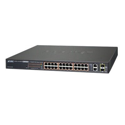 Switch administrable de 24 puertos 10/100TX PoE+ y 2 puertos combo TP/SFP Gigabit - SILYMX