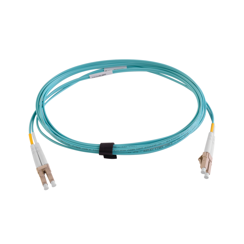 Jumper de Fibra Óptica Multimodo 50/125 XGLO OM3 LC-LC Duplex OFNR Color Aqua 3 Metros - SILYMX