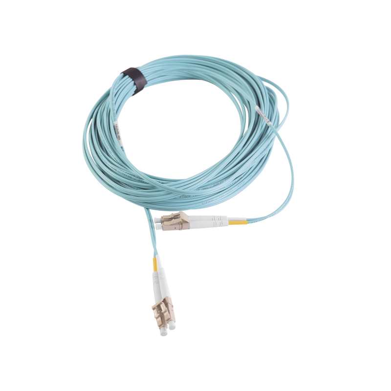 Jumper de Fibra Óptica Multimodo 50/125 XGLO OM3 LC-LC Duplex OFNR Color Aqua 7 Metros - SILYMX