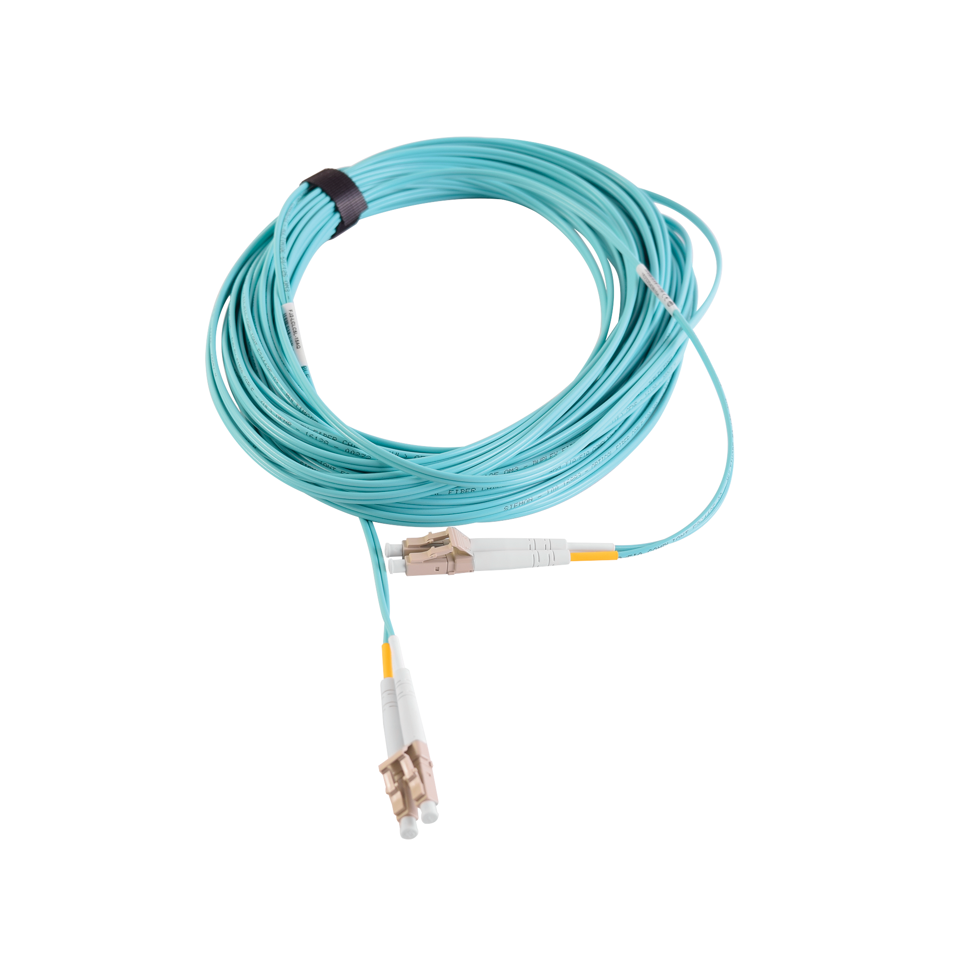 Jumper de Fibra Óptica Multimodo 50/125 XGLO OM3 LC-LC Duplex OFNR Color Aqua 15 Metros - SILYMX