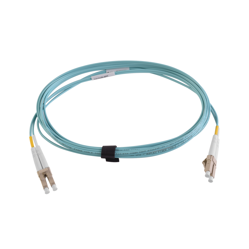 Jumper de Fibra Óptica Multimodo 50/125 XGLO OM4 LC-LC Duplex OFNR Color Aqua 3 Metros - SILYMX