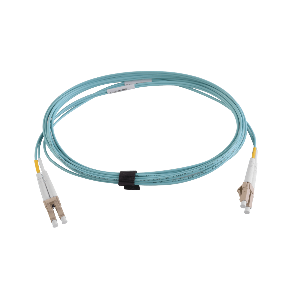 Jumper de Fibra Óptica Multimodo 50/125 XGLO OM4 LC-LC Duplex OFNR Color Aqua 5 Metros - SILYMX